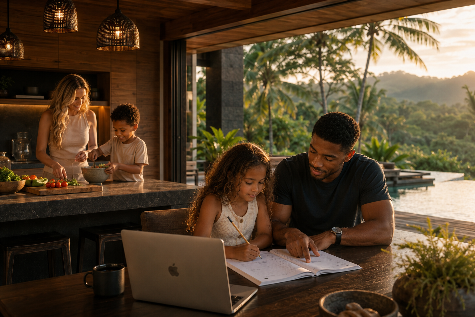 Parent working from home with child nearby