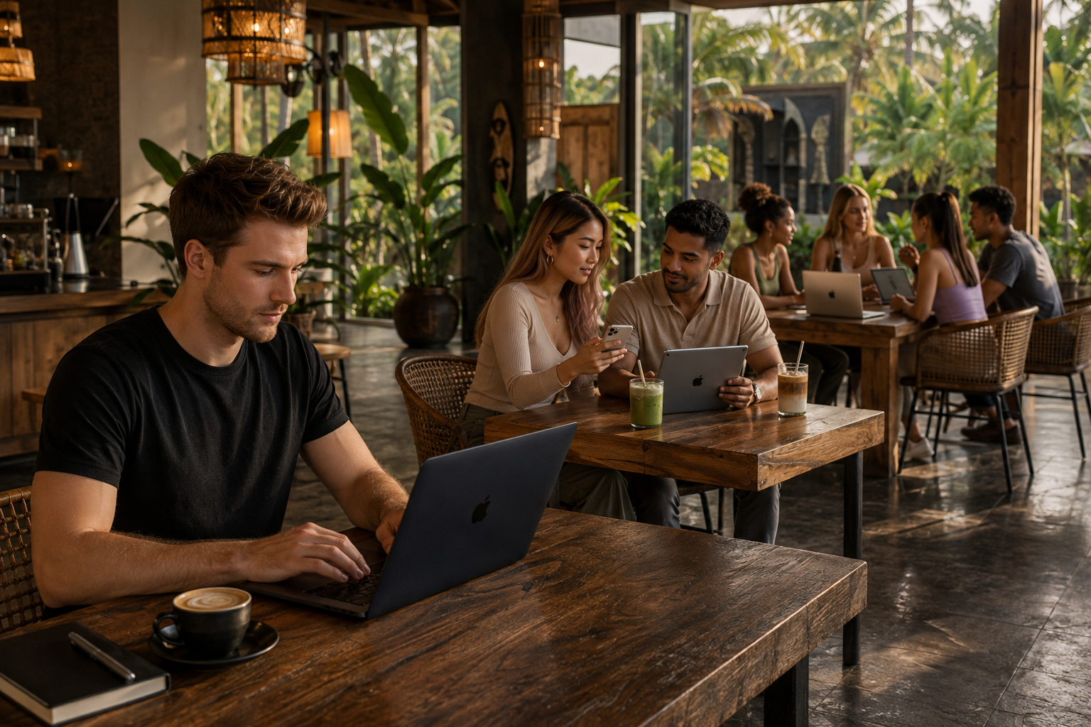 Young graduate working in a coffee shop